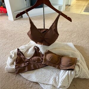 NWT Rhonda Shear M Brown Everyday Bralette Trio